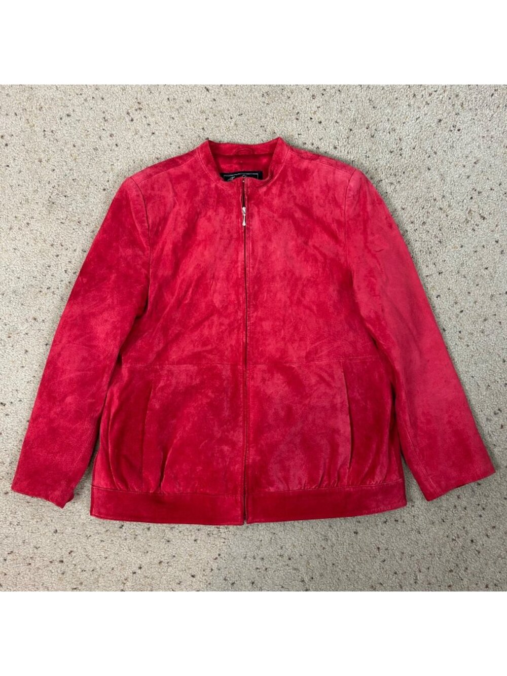 Vintage Terry Lewis Red Suede Leather Bomber Jacket Fall Winter Size Medium